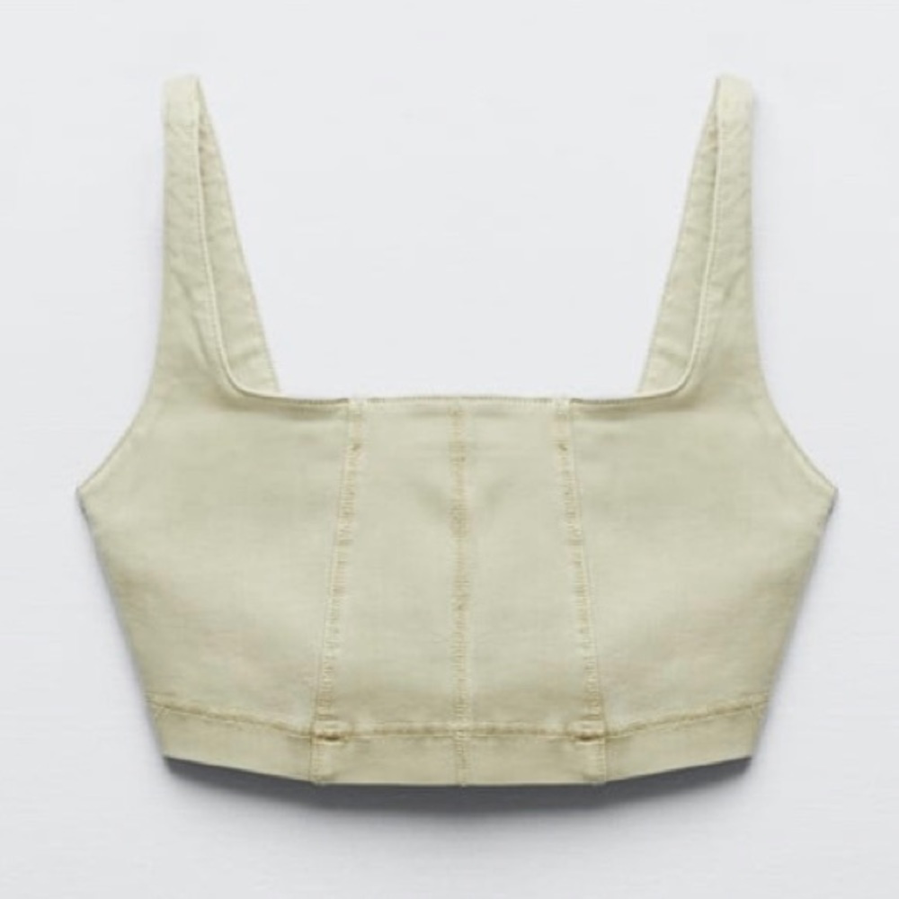 NET ZARA HIGH STRETCH DENIM TOP - Picture 4 of 14